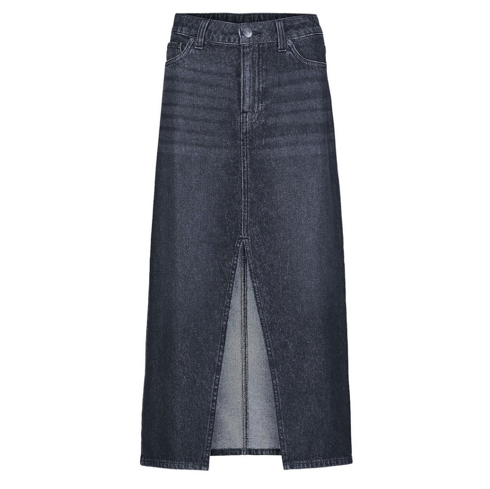 Buffalo Jeans Samantha Black Worn Denim Midi Skirt Size 27